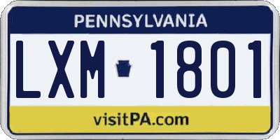 PA license plate LXM1801