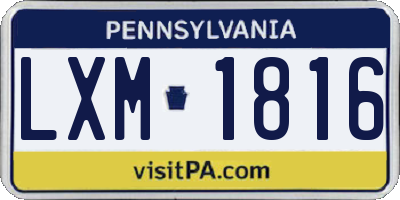 PA license plate LXM1816