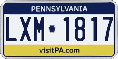 PA license plate LXM1817