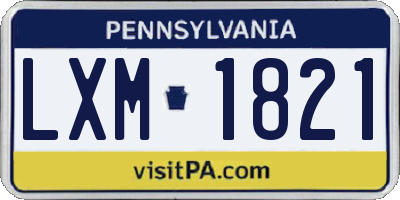 PA license plate LXM1821