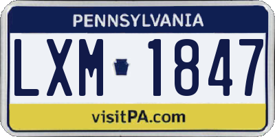 PA license plate LXM1847