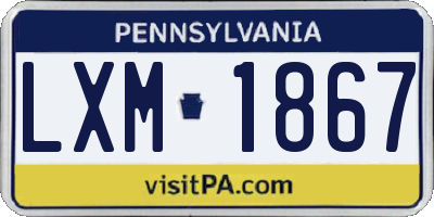 PA license plate LXM1867