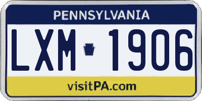 PA license plate LXM1906