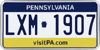 PA license plate LXM1907