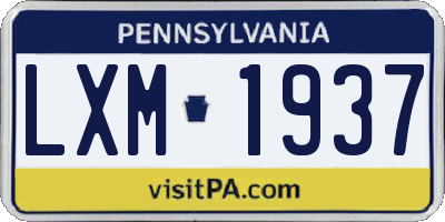 PA license plate LXM1937