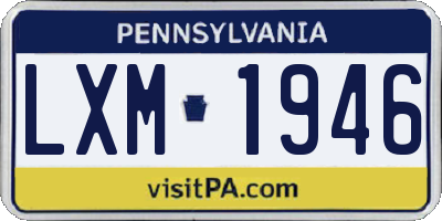 PA license plate LXM1946