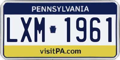 PA license plate LXM1961