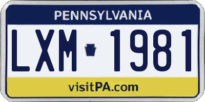PA license plate LXM1981