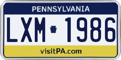PA license plate LXM1986