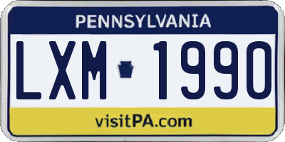 PA license plate LXM1990