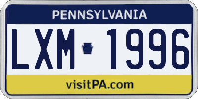 PA license plate LXM1996
