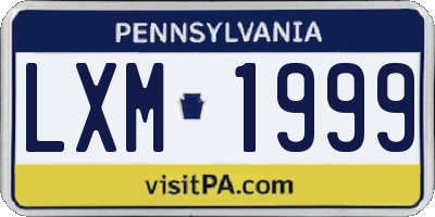 PA license plate LXM1999