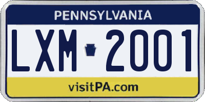 PA license plate LXM2001