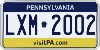 PA license plate LXM2002