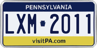 PA license plate LXM2011