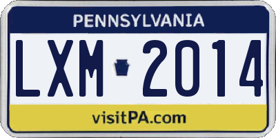 PA license plate LXM2014