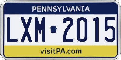 PA license plate LXM2015