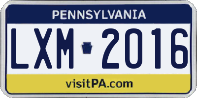 PA license plate LXM2016