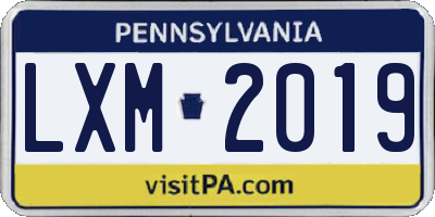 PA license plate LXM2019