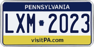 PA license plate LXM2023