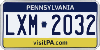 PA license plate LXM2032