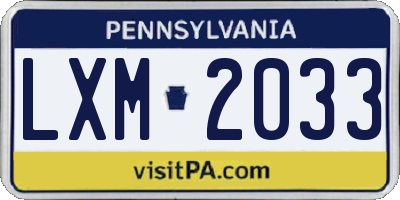 PA license plate LXM2033