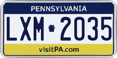 PA license plate LXM2035