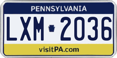 PA license plate LXM2036