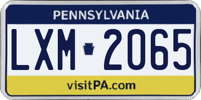 PA license plate LXM2065
