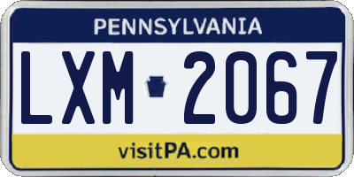 PA license plate LXM2067