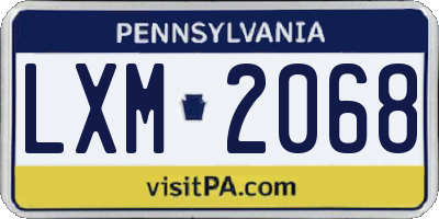 PA license plate LXM2068