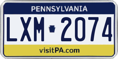 PA license plate LXM2074