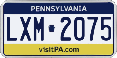 PA license plate LXM2075