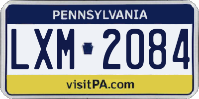 PA license plate LXM2084