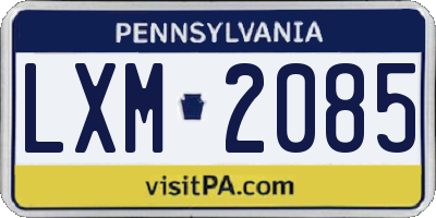 PA license plate LXM2085