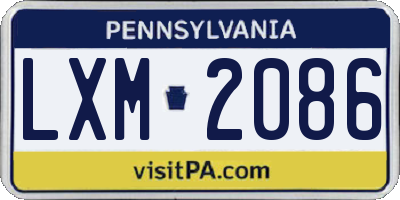 PA license plate LXM2086