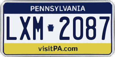 PA license plate LXM2087