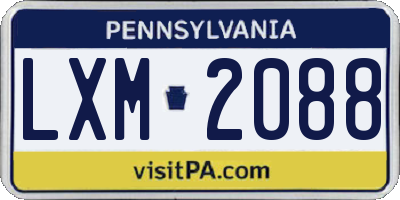 PA license plate LXM2088