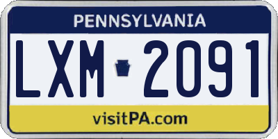 PA license plate LXM2091