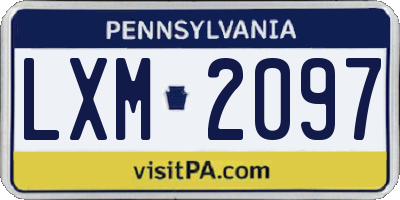 PA license plate LXM2097