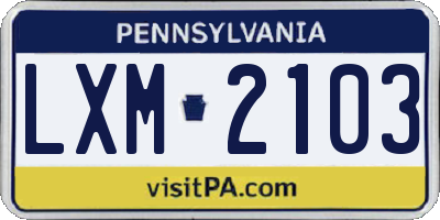 PA license plate LXM2103