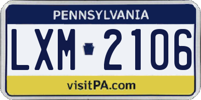 PA license plate LXM2106
