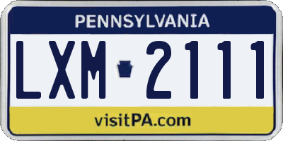 PA license plate LXM2111