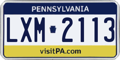 PA license plate LXM2113