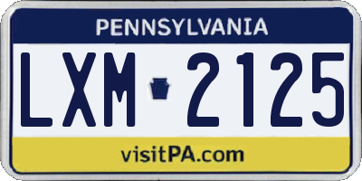 PA license plate LXM2125