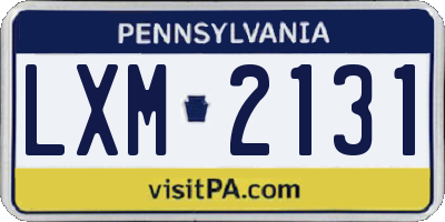 PA license plate LXM2131
