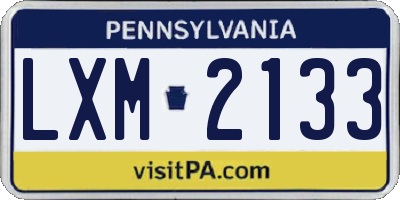PA license plate LXM2133