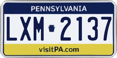 PA license plate LXM2137