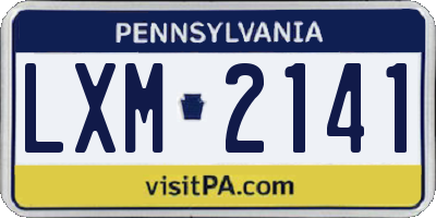 PA license plate LXM2141