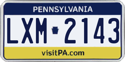 PA license plate LXM2143